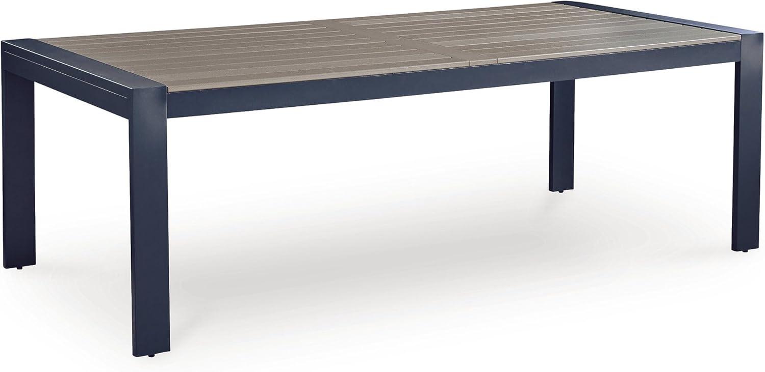 imageSignature Design by Ashley Mabry Shores Modern Outdoor Dining Table with Weather Resistance Light Brown amp Blue