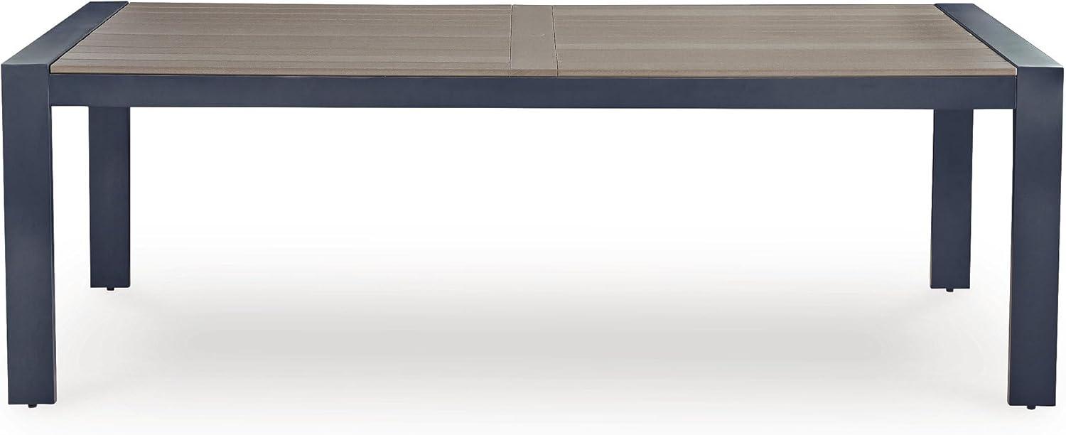 imageSignature Design by Ashley Mabry Shores Modern Outdoor Dining Table with Weather Resistance Light Brown amp Blue