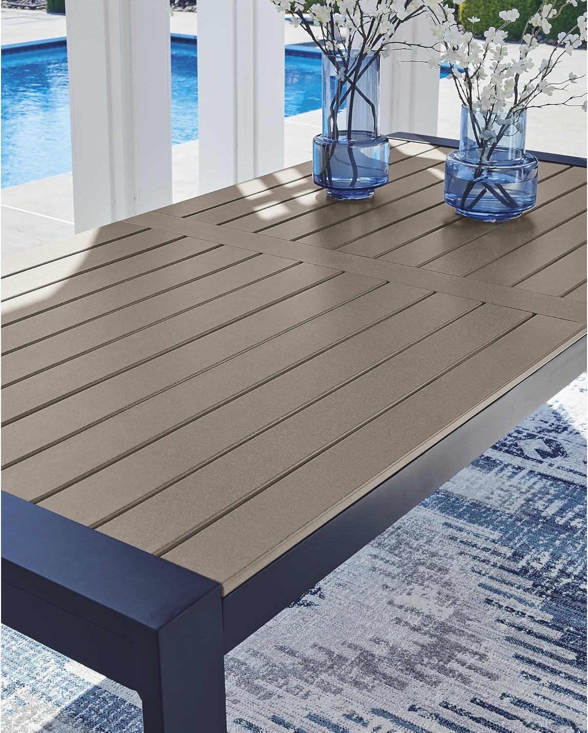 imageSignature Design by Ashley Mabry Shores Modern Outdoor Dining Table with Weather Resistance Light Brown amp Blue