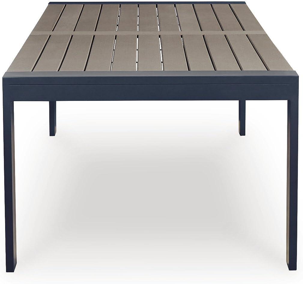 imageSignature Design by Ashley Mabry Shores Modern Outdoor Dining Table with Weather Resistance Light Brown amp Blue