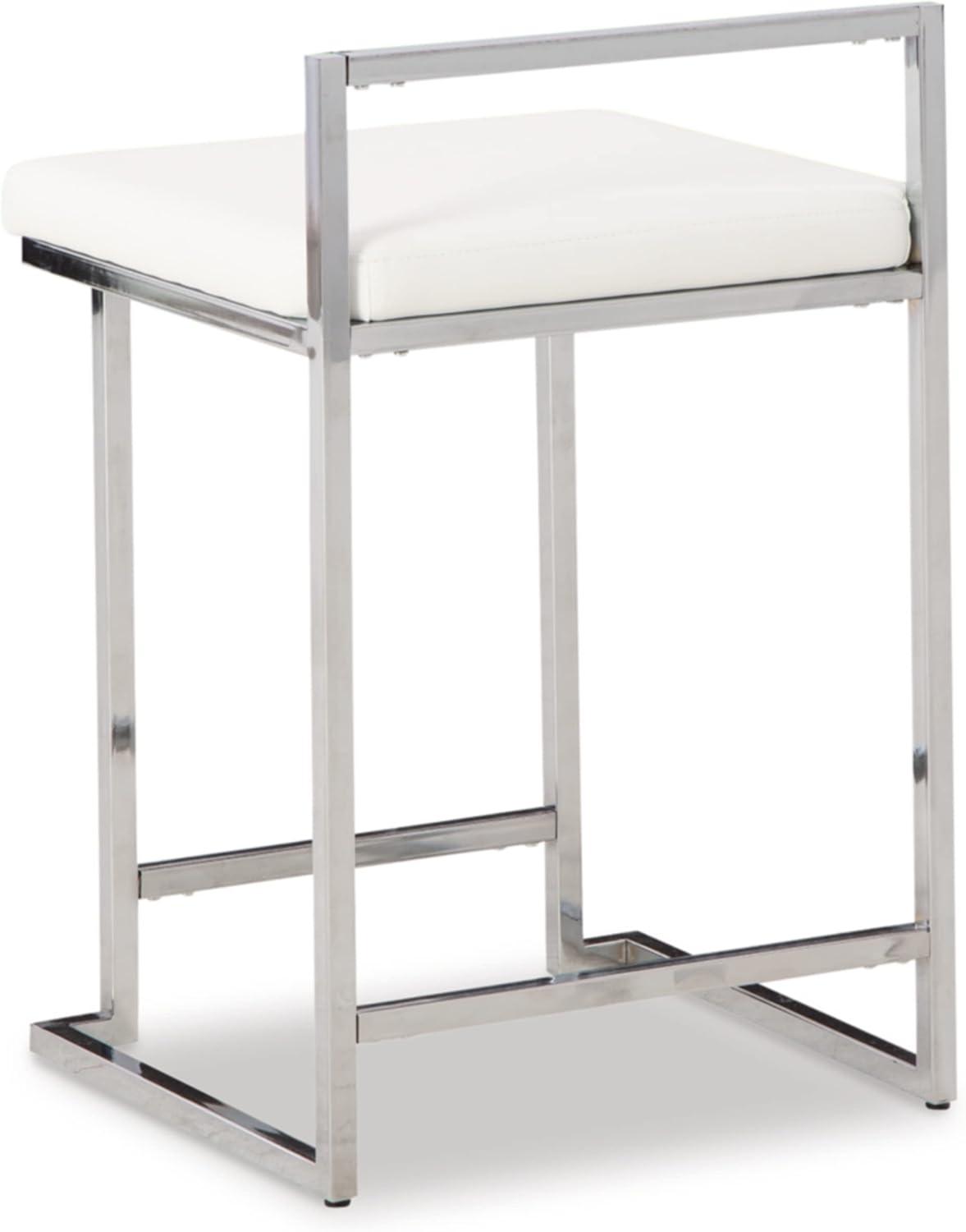 imageSignature Design by Ashley Madanere Contemporary Tall Upholstered Stool with Metal Frame 2 Count White amp ChromeWhite