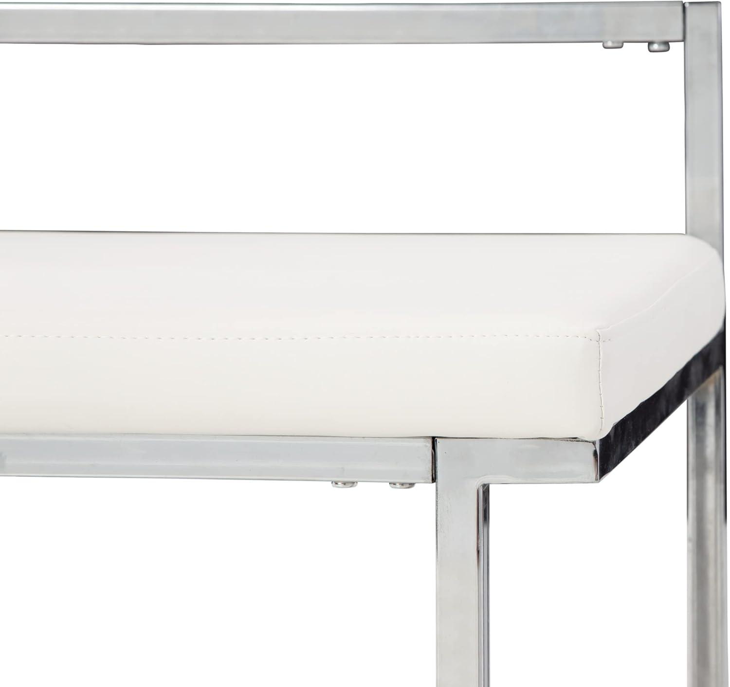 imageSignature Design by Ashley Madanere Contemporary Tall Upholstered Stool with Metal Frame 2 Count White amp ChromeWhite