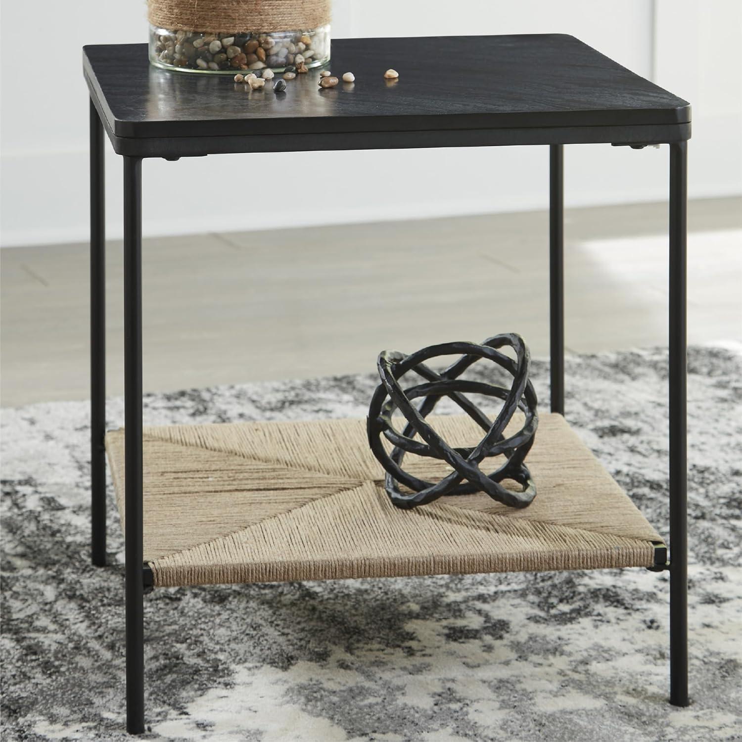 imageSignature Design by Ashley Minrich Eclectic Accent Table with Lower Shelf Black amp Light Brown