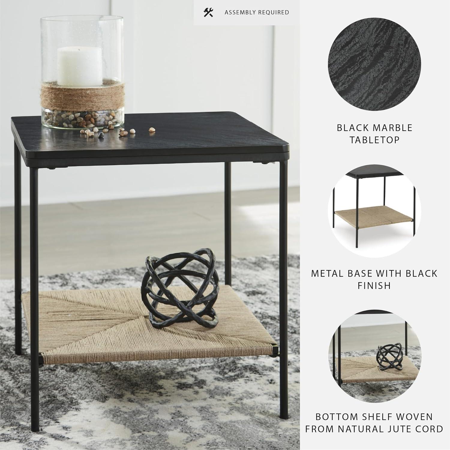 imageSignature Design by Ashley Minrich Eclectic Accent Table with Lower Shelf Black amp Light Brown