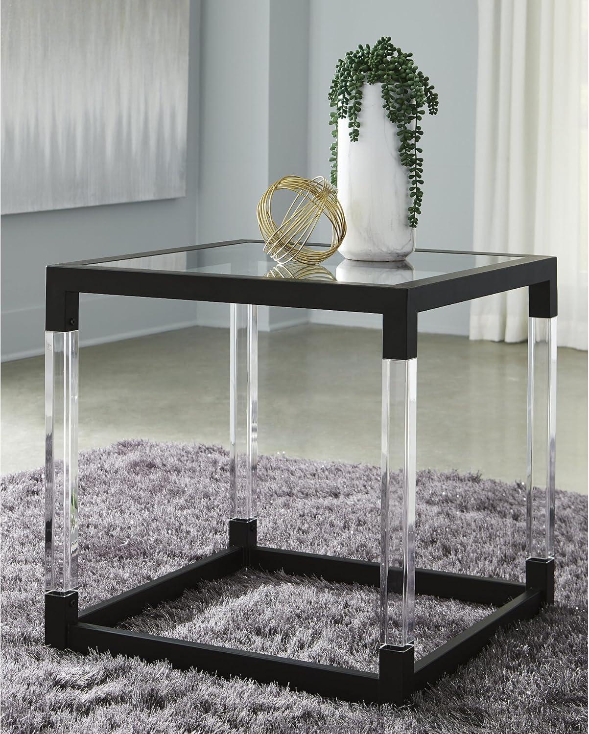 imageSignature Design by Ashley Nallynx Contemporary Glass End Table Black