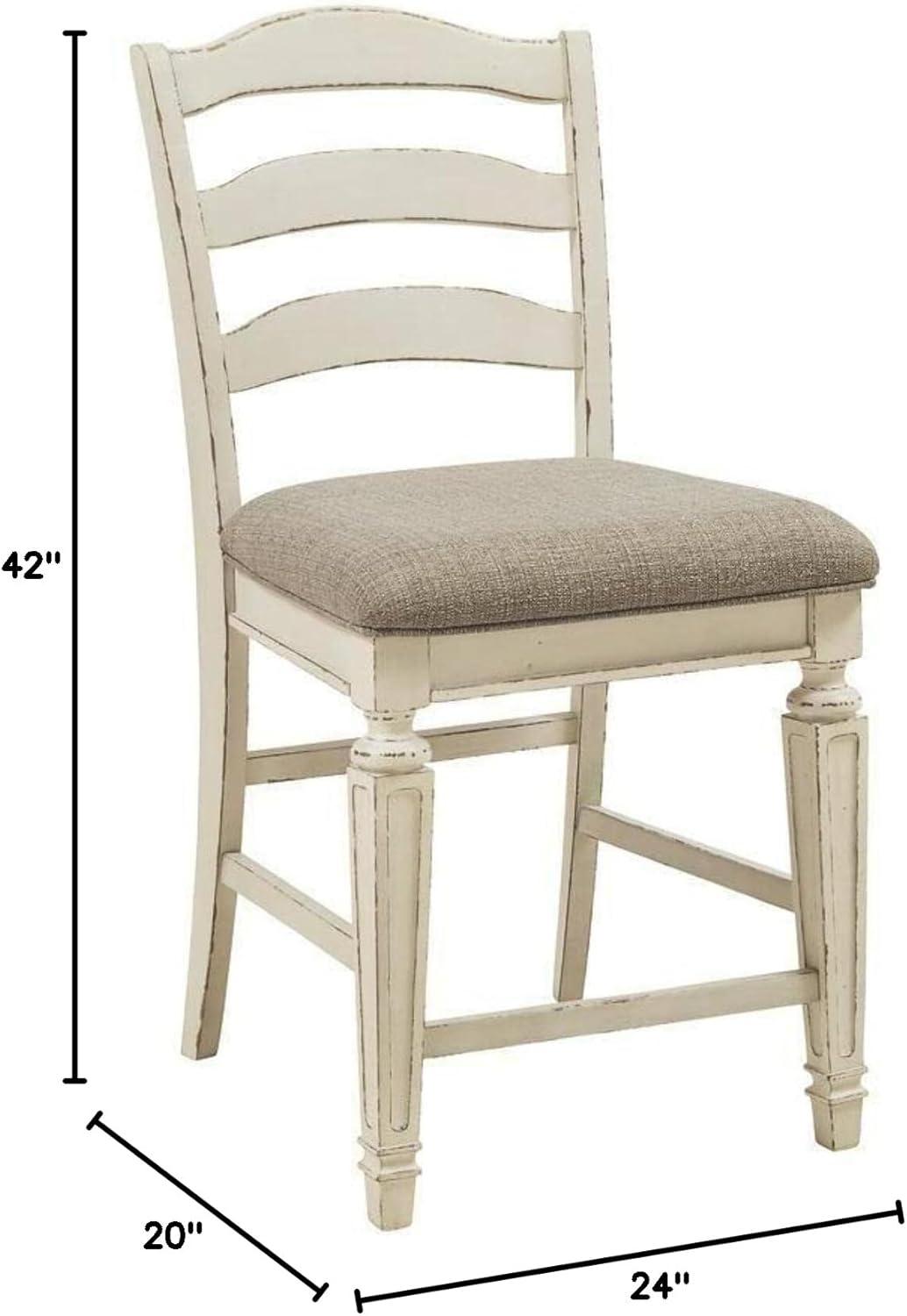 imageSignature Design by Ashley Realyn French Country 2413 Counter Height Upholstered Barstool 2 Count Chipped WhiteWhitewash