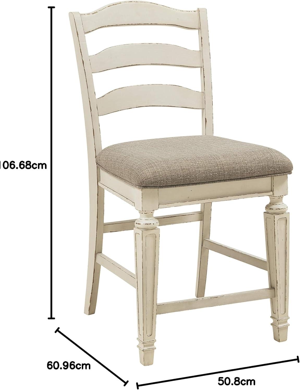 imageSignature Design by Ashley Realyn French Country 2413 Counter Height Upholstered Barstool 2 Count Chipped WhiteWhitewash