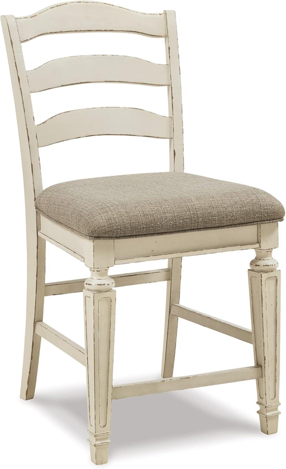 imageSignature Design by Ashley Realyn French Country 2413 Counter Height Upholstered Barstool 2 Count Chipped WhiteWhitewash