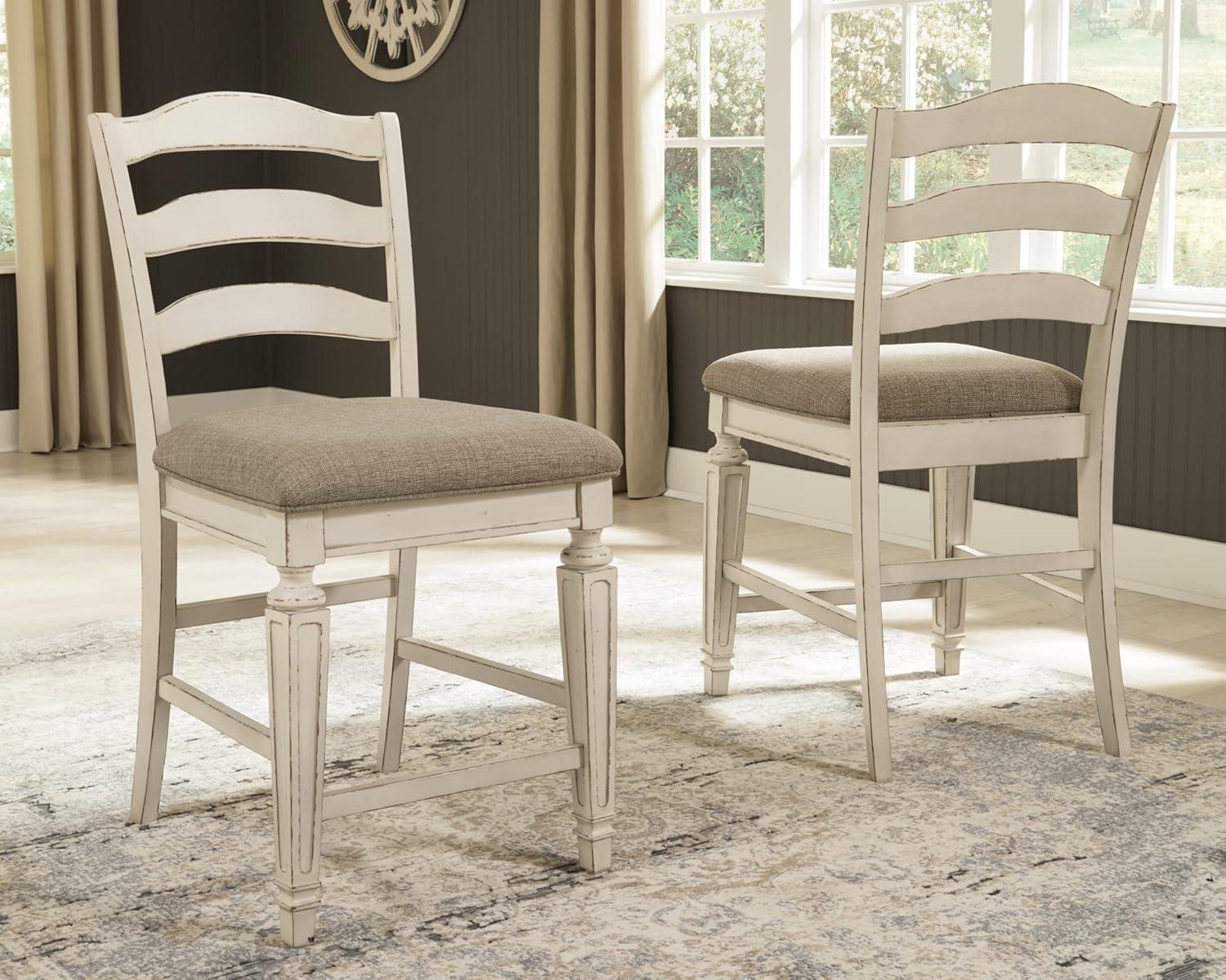 imageSignature Design by Ashley Realyn French Country 2413 Counter Height Upholstered Barstool 2 Count Chipped WhiteWhitewash