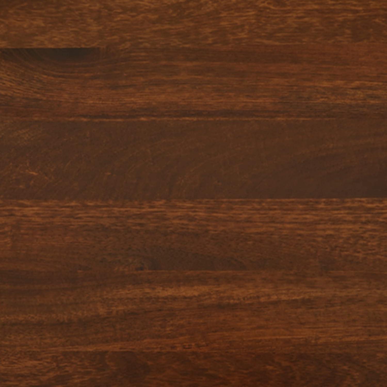 imageSignature Design by Ashley Rusitori Modern Rectangular End Table with White Marble Top Light Brown Wood Finish