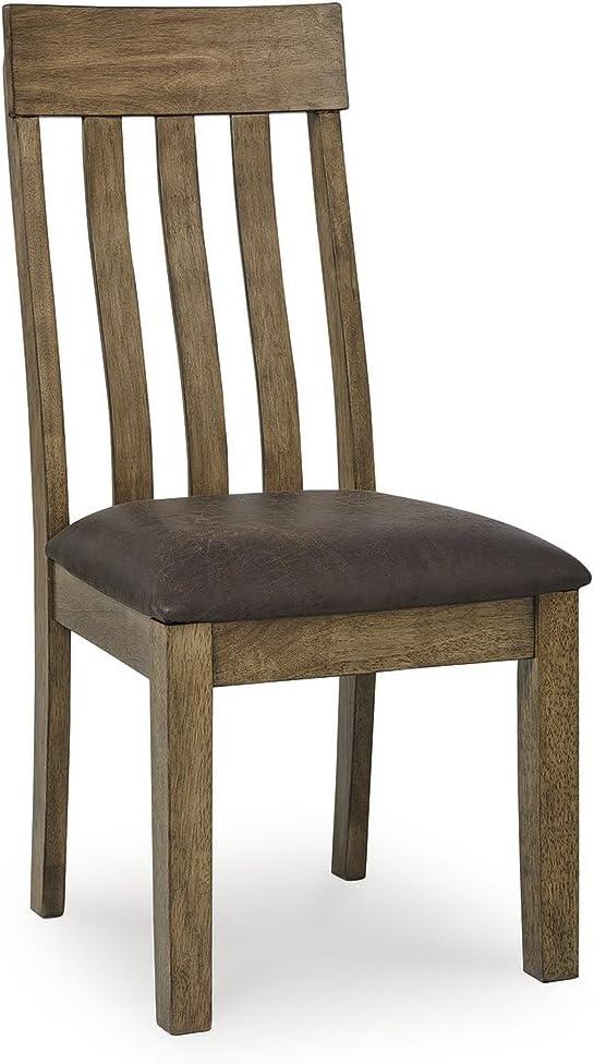 imageSignature Design by Ashley Vallister Classic Faux Leather Upholstered Dining Chair Set of 2 Dark Brown