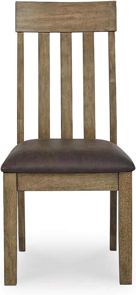 imageSignature Design by Ashley Vallister Classic Faux Leather Upholstered Dining Chair Set of 2 Dark Brown