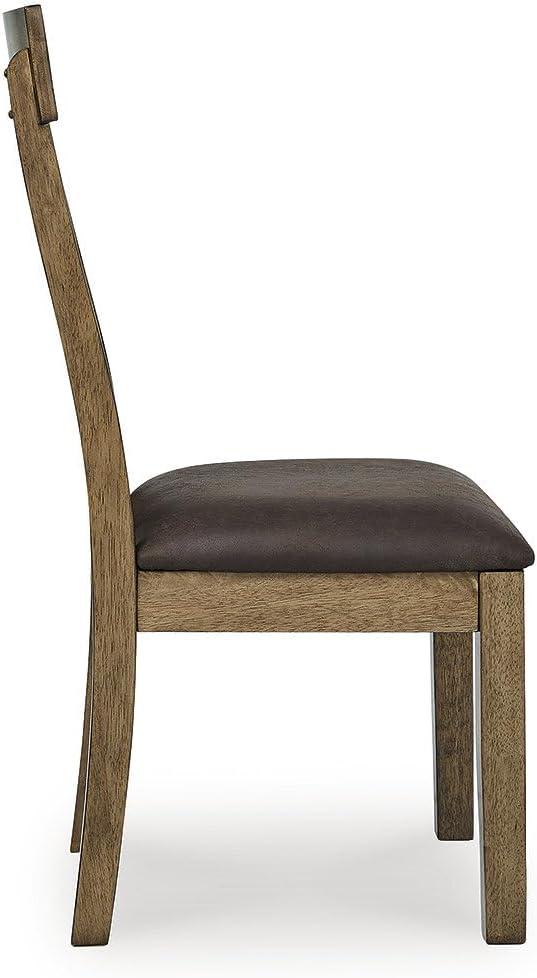 imageSignature Design by Ashley Vallister Classic Faux Leather Upholstered Dining Chair Set of 2 Dark Brown