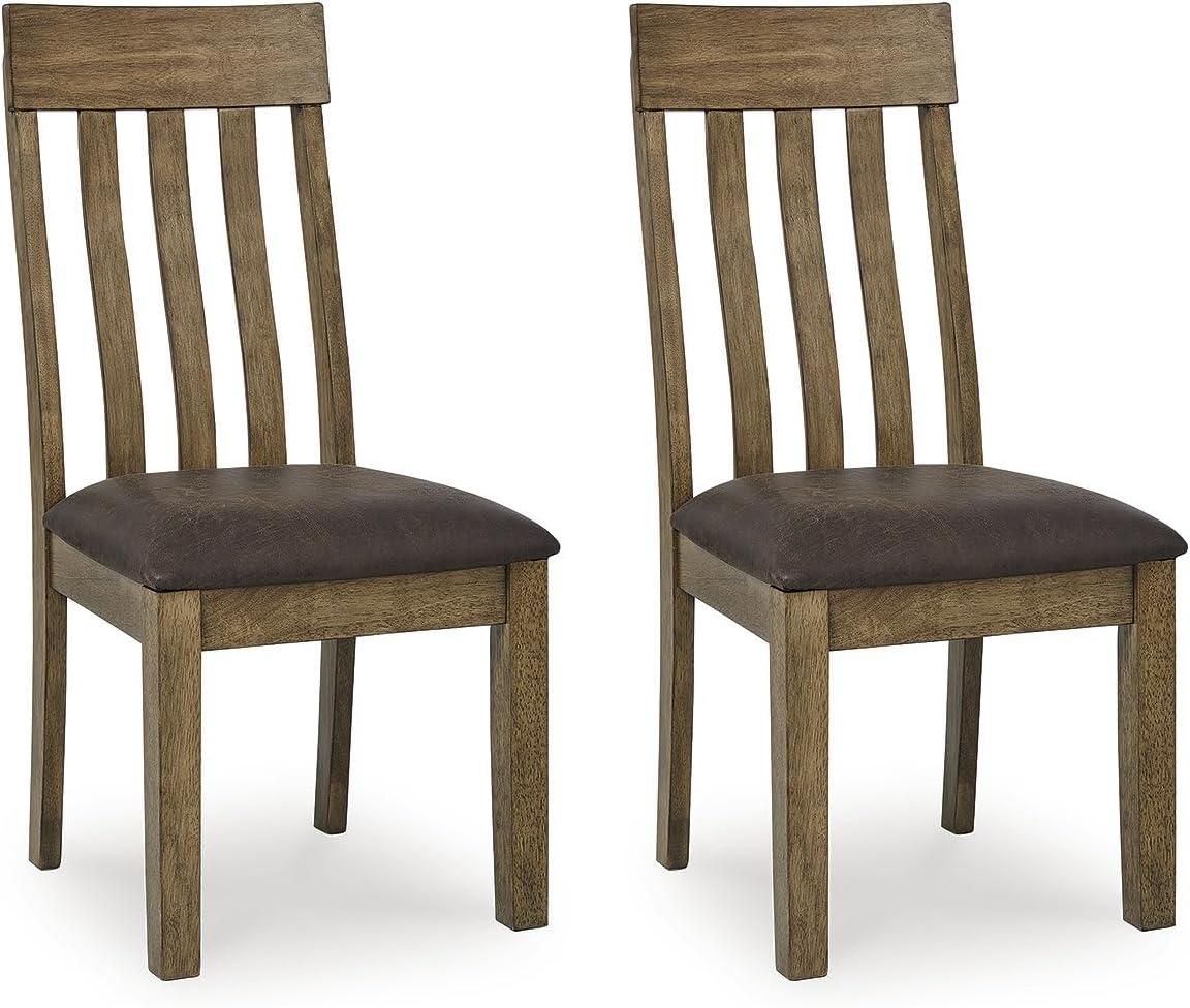 imageSignature Design by Ashley Vallister Classic Faux Leather Upholstered Dining Chair Set of 2 Dark Brown