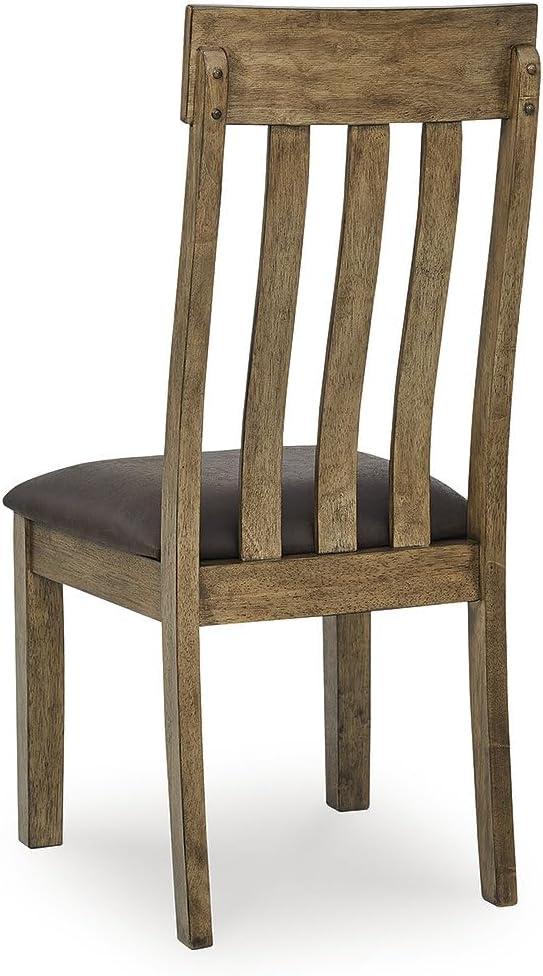 imageSignature Design by Ashley Vallister Classic Faux Leather Upholstered Dining Chair Set of 2 Dark Brown