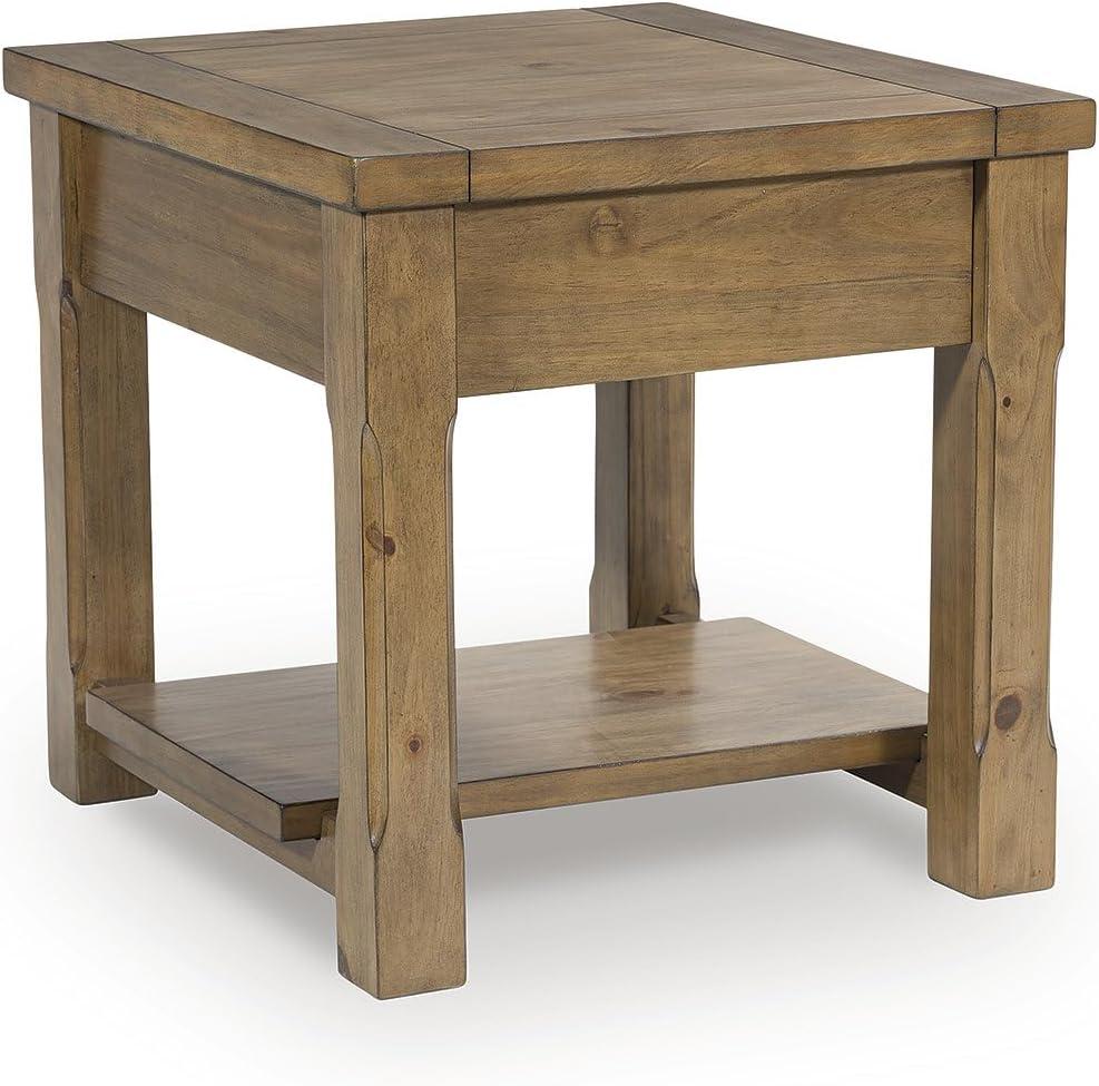 imageSignature Design by Ashley Vandenmore Farmhouse Coffee Table with Drawer and Shelf Light BrownRectangular End Table