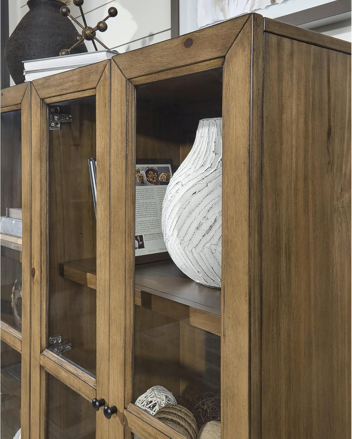 imageSignature Design by Ashley Wrenridge Casual Accent Cabinet with AntiTipping and Adjustable Shelf Light Brown