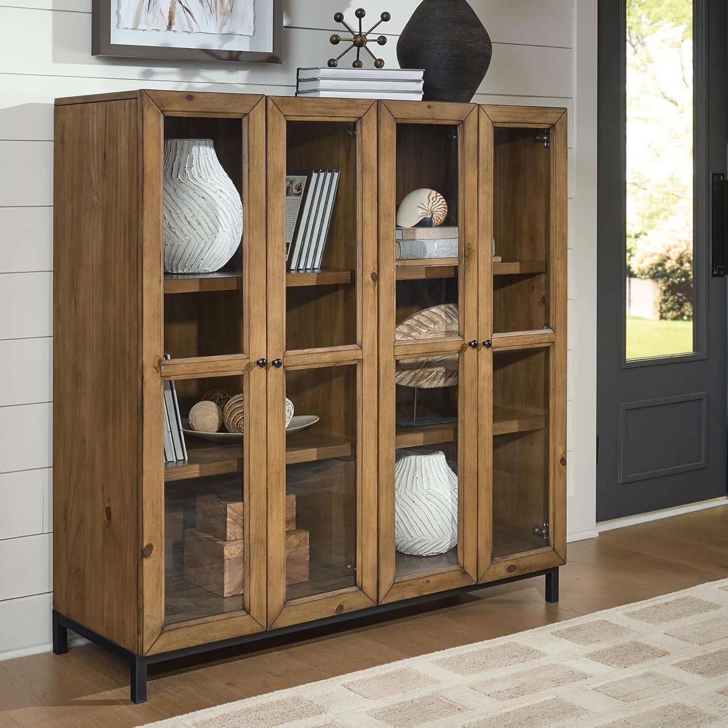 imageSignature Design by Ashley Wrenridge Casual Accent Cabinet with AntiTipping and Adjustable Shelf Light Brown