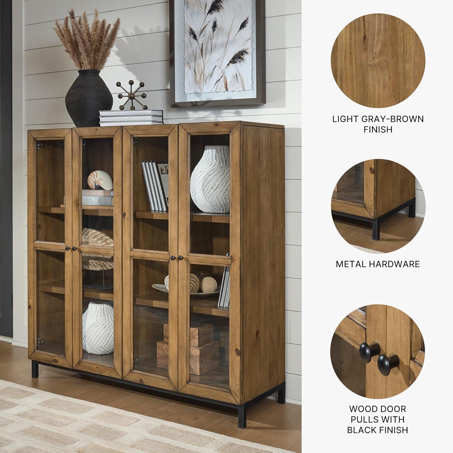 imageSignature Design by Ashley Wrenridge Casual Accent Cabinet with AntiTipping and Adjustable Shelf Light Brown