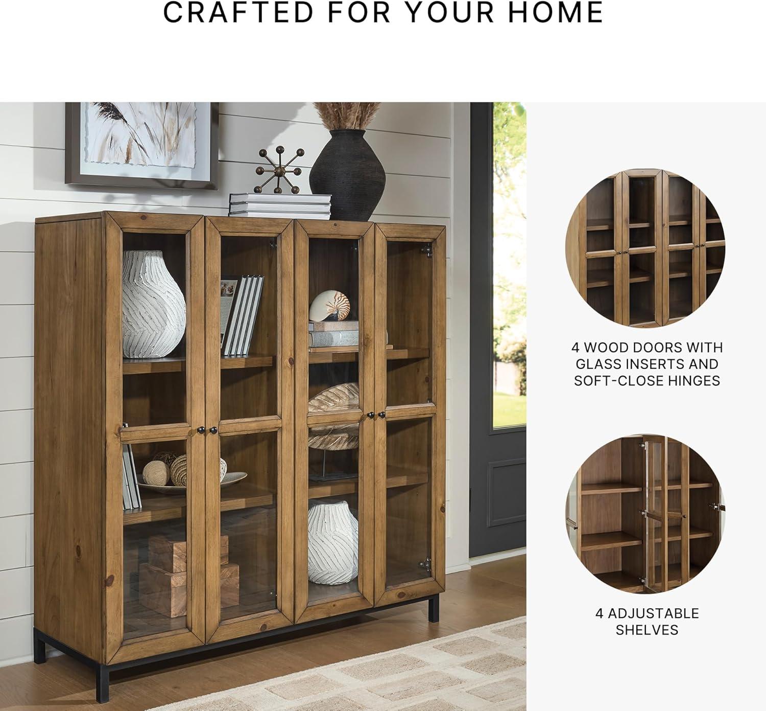 imageSignature Design by Ashley Wrenridge Casual Accent Cabinet with AntiTipping and Adjustable Shelf Light Brown