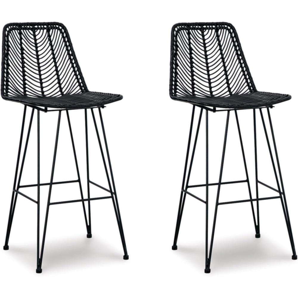 imageSignature Design by Ashley Angentree Bohemian 29 Bar Height Upholstered Barstool BlackBlack
