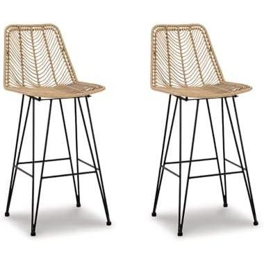 imageSignature Design by Ashley Angentree Bohemian 29 Bar Height Upholstered Barstool BlackTan