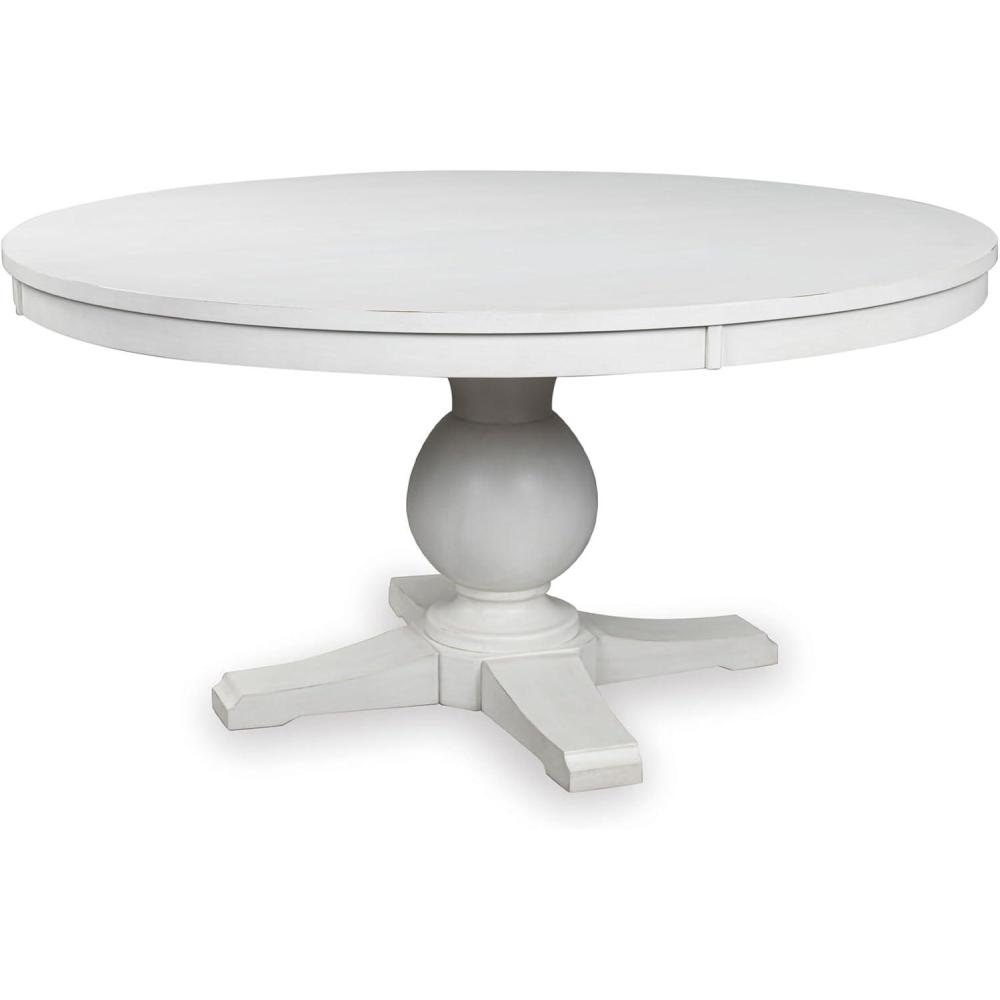 imageSignature Design by Ashley Chadworth Farmhouse Dining Table with Pedestal Base WhiteDining Table