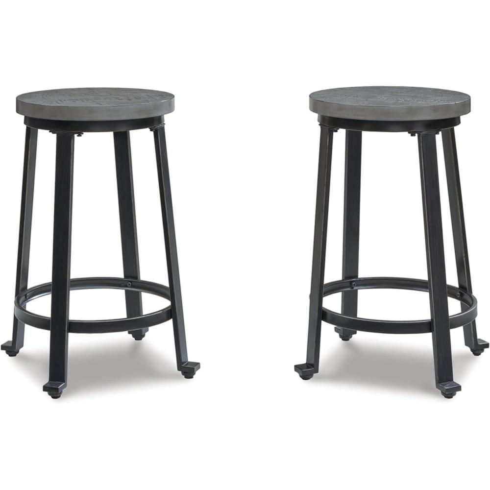 imageSignature Design by Ashley Challiman Industrial 29 Pub Height Barstool 2 Count WhiteAntique Gray