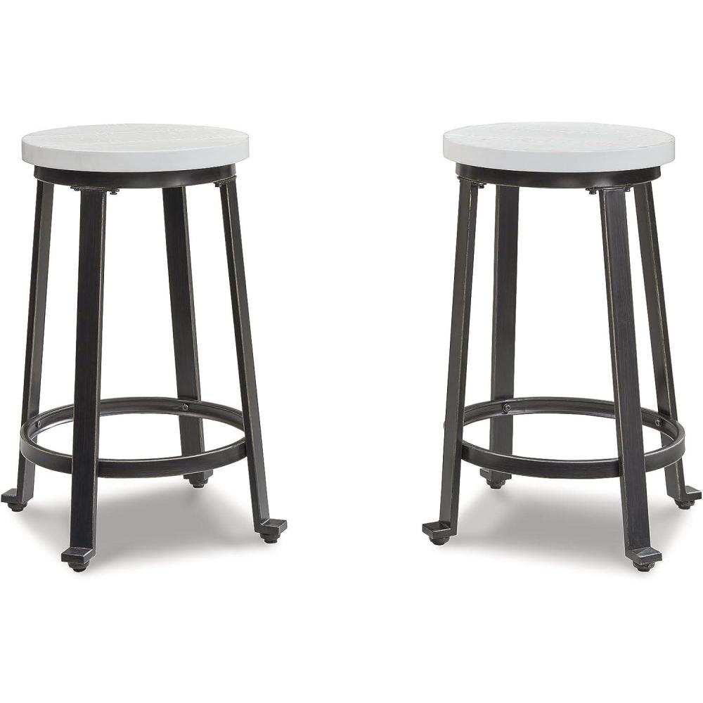 imageSignature Design by Ashley Challiman Industrial 29 Pub Height Barstool 2 Count WhiteVintage White