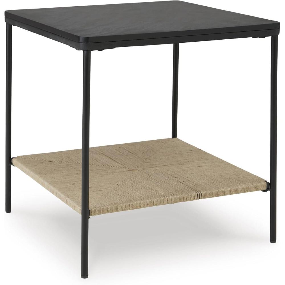 imageSignature Design by Ashley Minrich Eclectic Accent Table with Lower Shelf Black amp Light Brown