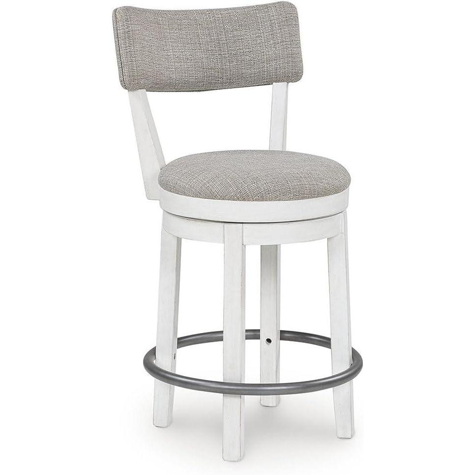 imageSignature Design by Ashley Robbinsdale Casual Swivel Counter Height Bar Stool with Foam Cushioned Seat Set of 2 Light Gray amp White