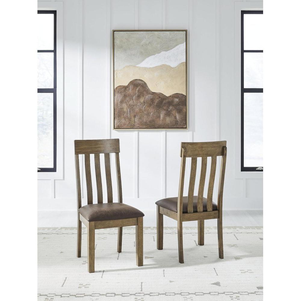 imageSignature Design by Ashley Vallister Classic Faux Leather Upholstered Dining Chair Set of 2 Dark Brown