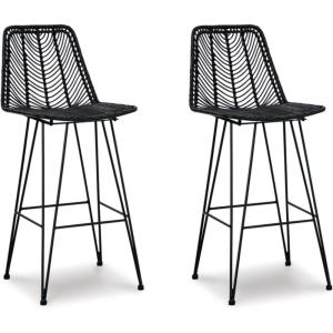 Signature Design by Ashley Angentree Bohemian 29″ Bar Height Upholstered Barstool, Black(Black)