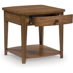 Signature Design by Ashley Burkbyer Transitional 1-Drawer End Table with Open Shelf, Light Brown