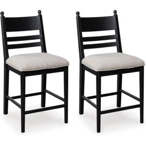 Signature Design by Ashley Chadworth Counter Height Bar Stool, Set of 2, Modern Farmhouse, Foam Cushion, Solid Wood Frame, 19.75″ W x 23.13″ D x 41.63″ H, Brown(Black)
