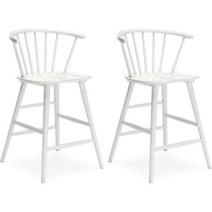 Signature Design by Ashley Grannen Modern Wood 24″ Counter Height Barstool, 2 Count, White(White)
