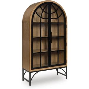 Signature Design by Ashley Gwenwich Casual Accent Cabinet with Anti-Tipping and Adjustable Shelf, Light Brown & Black