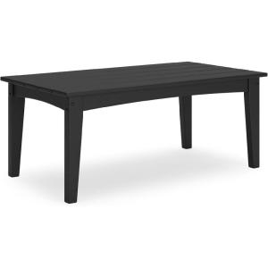 Signature Design by Ashley Hyland Wave Modern Weather Resistant HDPE Outdoor Coffee Table, White(Black)