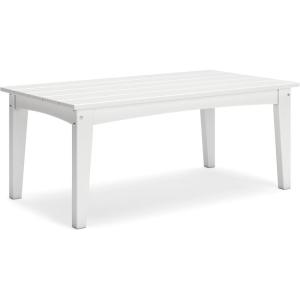 Signature Design by Ashley Hyland Wave Modern Weather Resistant HDPE Outdoor Coffee Table, White(White)