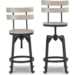 Signature Design by Ashley Karisslyn Counter Height Modern Swivel Barstool, 2 Count, Beige