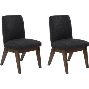 Signature Design by Ashley Kendamor Mid-Century Modern Upholstered Dining Chair with Solid Wood Frame and Bucket Design, Set of 2, Dark Brown(Dark Brown)