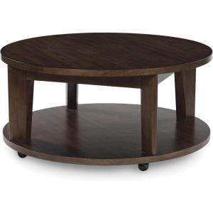 Signature Design by Ashley Korestone 2 Contemporary Coffee Table with Pedestal Base, Dark Brown