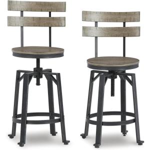 Signature Design by Ashley Lesterton Urban Industrial Counter Height Barstool, 2 Count, Light Brown & Black