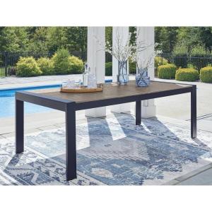 Signature Design by Ashley Mabry Shores Modern Outdoor Dining Table with Weather Resistance, Light Brown & Blue