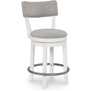 Signature Design by Ashley Robbinsdale Casual Swivel Counter Height Bar Stool with Foam Cushioned Seat, Set of 2, Light Gray & White