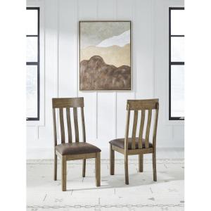 Signature Design by Ashley Vallister Classic Faux Leather Upholstered Dining Chair, Set of 2, Dark Brown