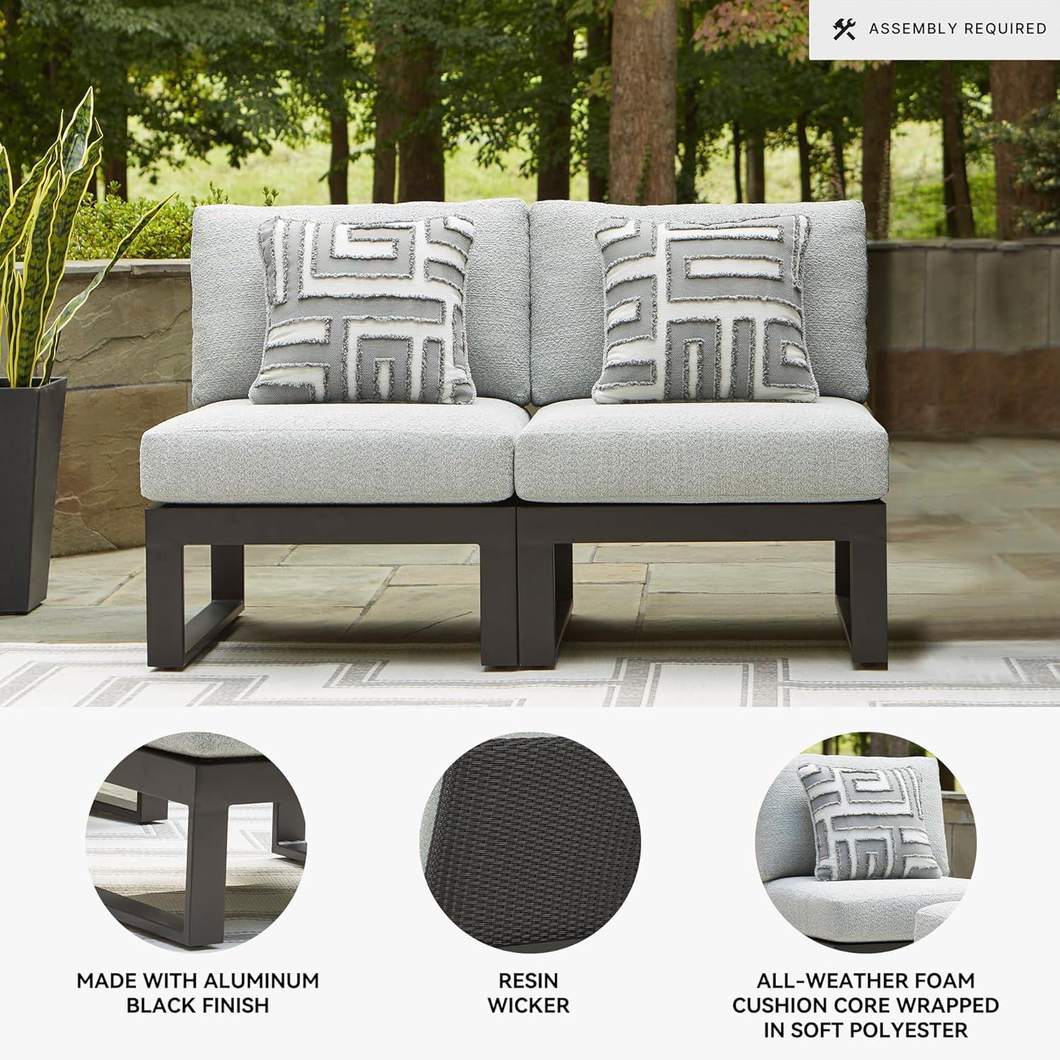 imageSignature Design by Ashley Beachloft Symmetrical Casual 5Piece Outdoor Sectional with Cushion and 5 Throw Pillows Light Gray2Piece Outdoor Sectional