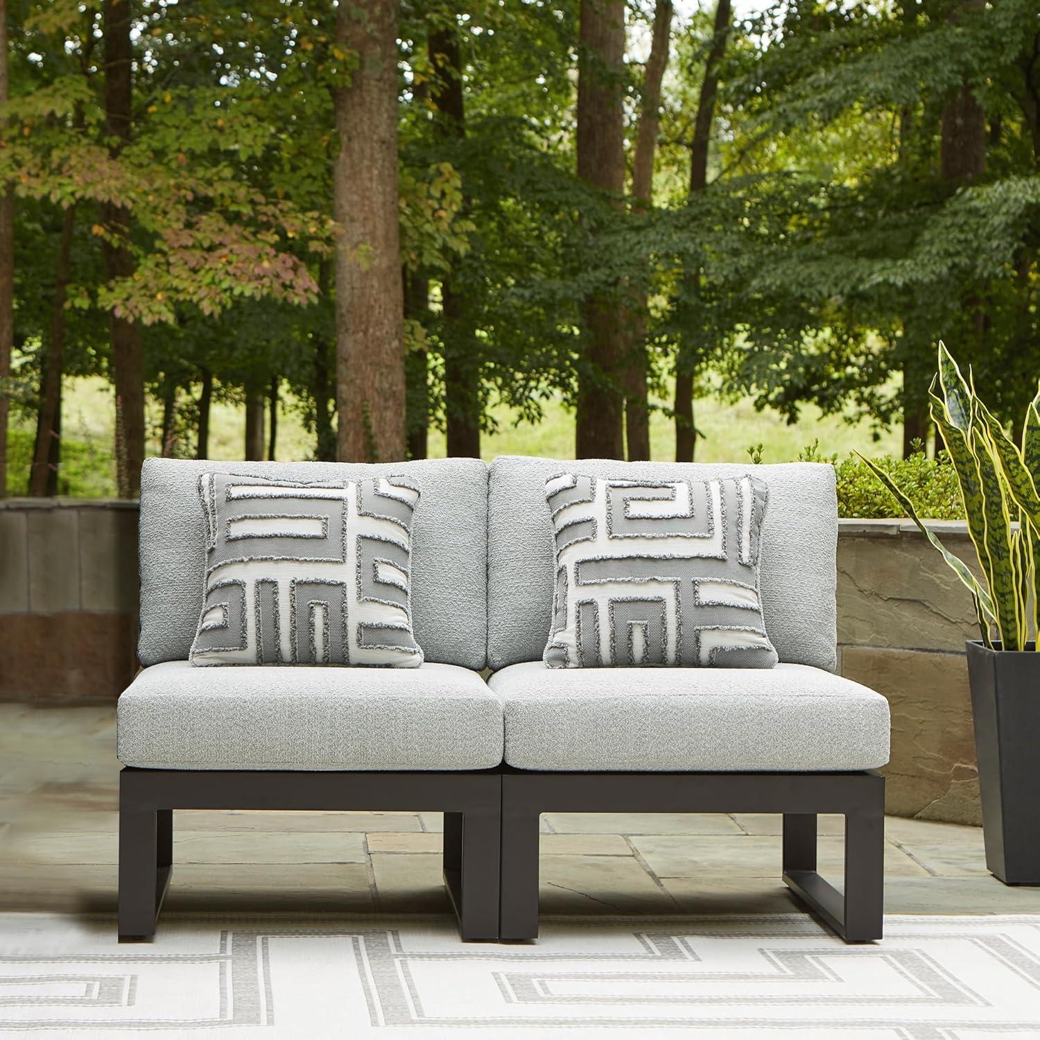 imageSignature Design by Ashley Beachloft Symmetrical Casual 5Piece Outdoor Sectional with Cushion and 5 Throw Pillows Light Gray2Piece Outdoor Sectional