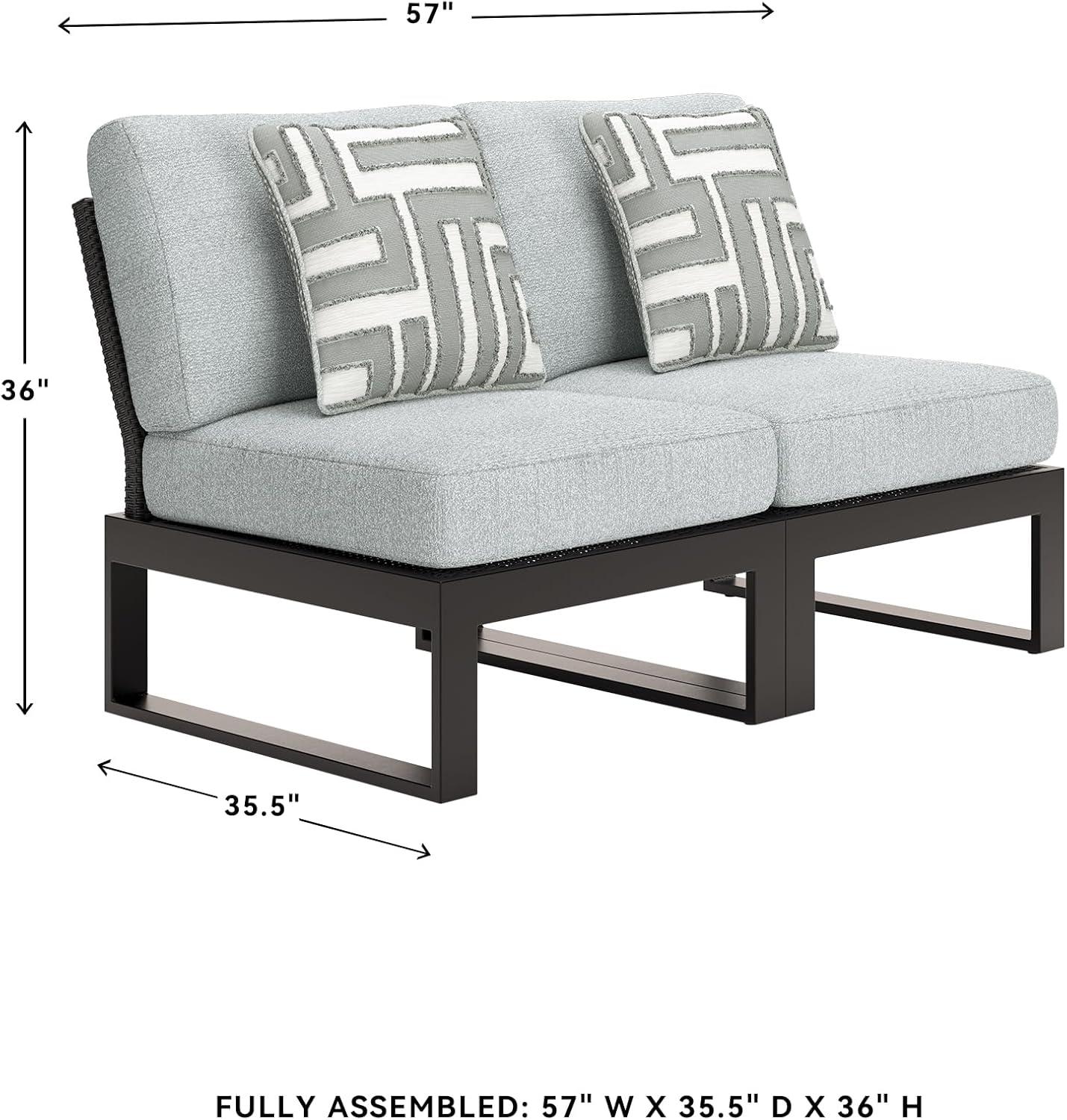imageSignature Design by Ashley Beachloft Symmetrical Casual 5Piece Outdoor Sectional with Cushion and 5 Throw Pillows Light Gray2Piece Outdoor Sectional