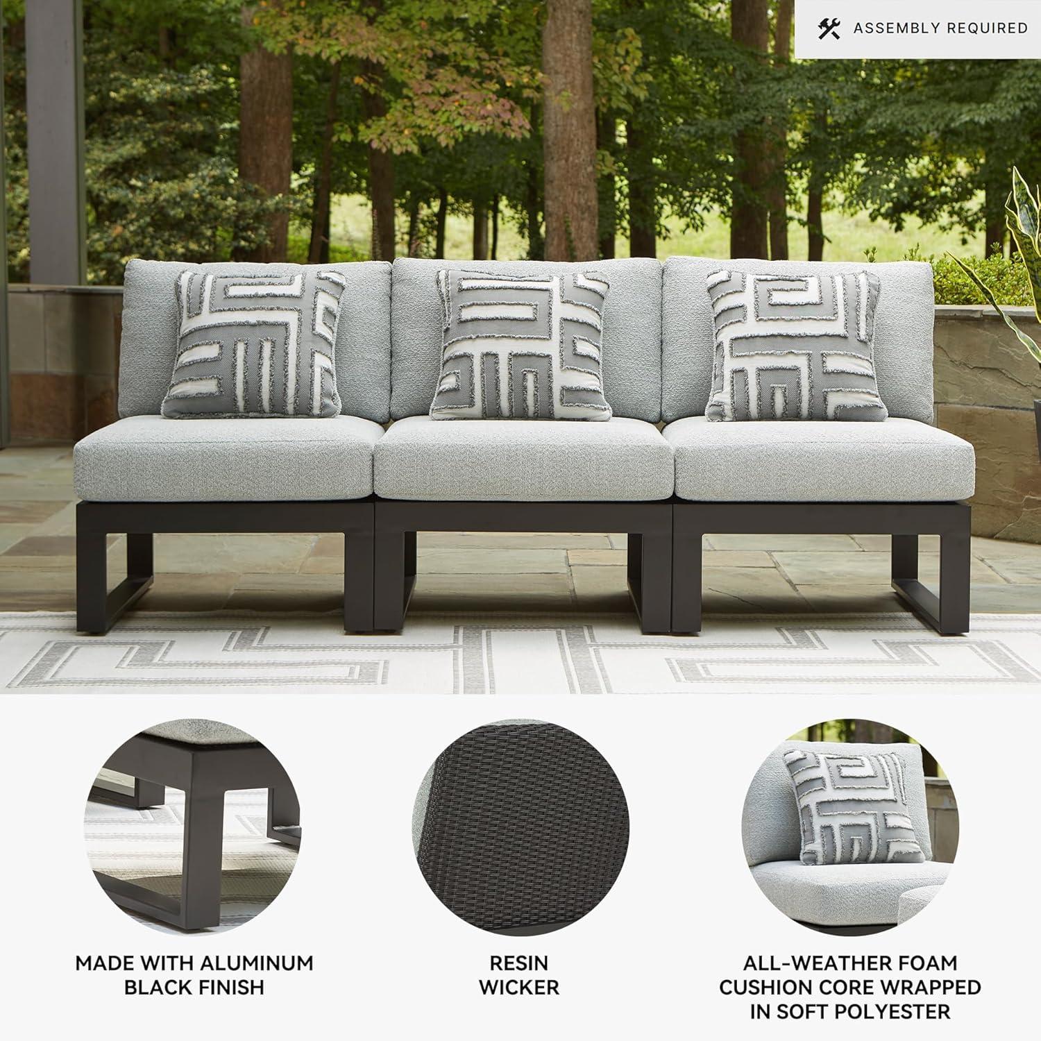 imageSignature Design by Ashley Beachloft Symmetrical Casual 5Piece Outdoor Sectional with Cushion and 5 Throw Pillows Light Gray3Piece Outdoor Sectional
